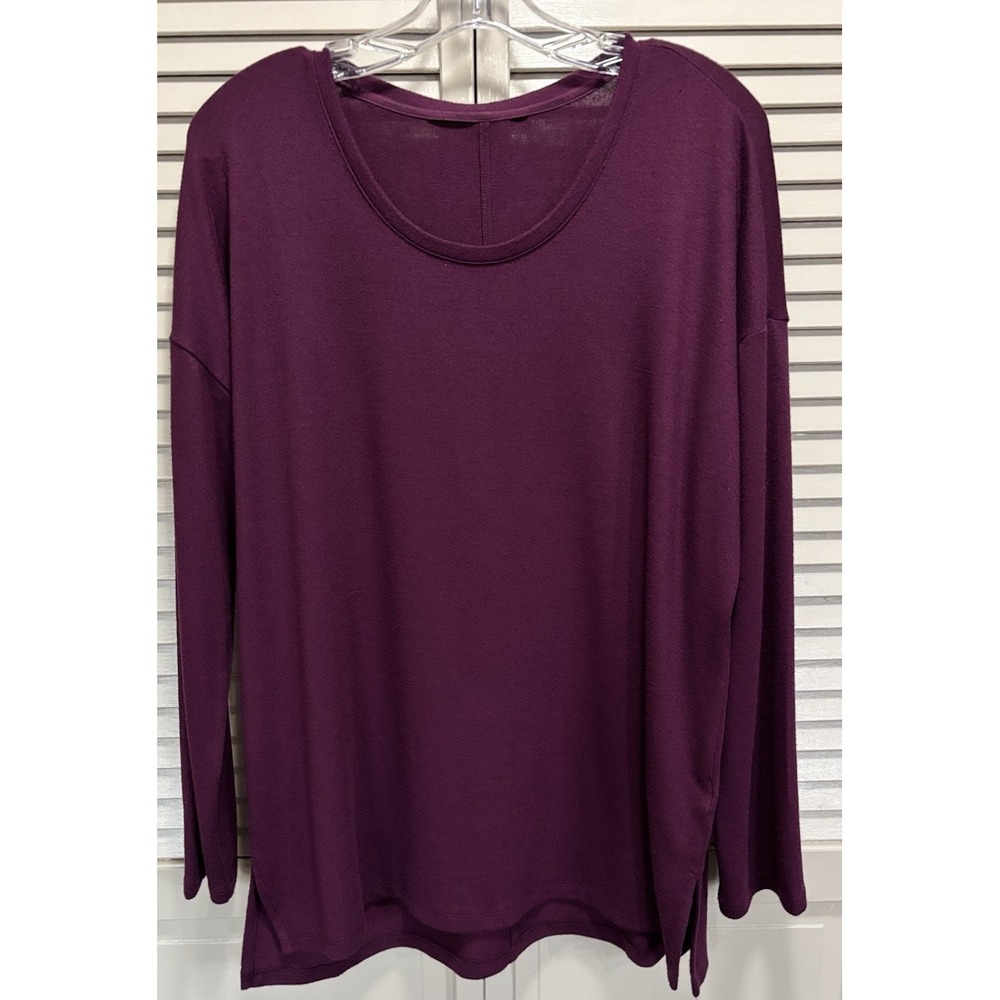 Banana Republic Knit Plum Sweater Long Sleeve Size L Soft Warm Round Neck‎